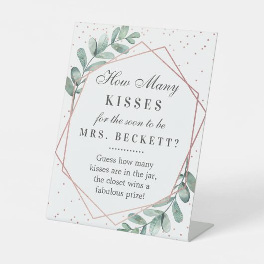 Eucalyptus geometrisch Vrijgezellenfeest spel Reclamebord Met Voetstuk (Voorkant)