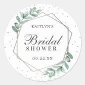 Eucalyptus geometrisch zilverfolie Vrijgezellenfee Ronde Sticker (Voorkant)