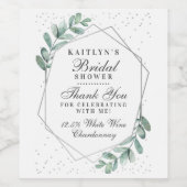 Eucalyptus geometrisch zilverfolie Vrijgezellenfee Wijn Etiket (Enkel label)