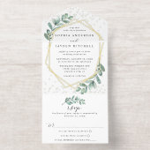 Eucalyptus geometrische bruiloft echte Folie geper All In One Uitnodiging (Binnenkant)