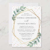 Eucalyptus Geometrische bruiloft repetitie diner Kaart (Voorkant)