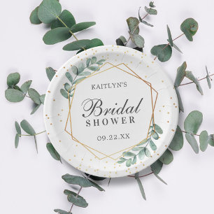 Eucalyptus Geometrische Goud Folie Bruidsdouche Papieren Bordje