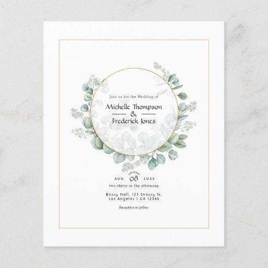 Eucalyptus Geometrische Gouden Bruiloft Flyer (Voorkant)