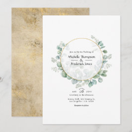 Eucalyptus Geometrische Gouden Bruiloft Kaart