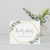 Eucalyptus Geometrische Huwelijks-RSVP Echt Folie Uitnodiging Briefkaart (Staand Voorkant)