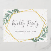 Eucalyptus Geometrische Huwelijks-RSVP Werkelijk Folie Uitnodiging Briefkaart (Voorkant)