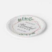 Eucalyptus geometrische roze gouden folie bruidsdi papieren bordje (Gekanteld)