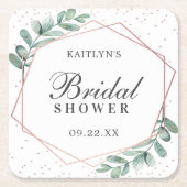 Eucalyptus Geometrische Roze Gouden Folie Bruidsfe Kartonnen Onderzetters (Voorkant)