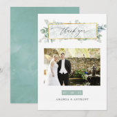 Eucalyptus geometrische trouwfoto bedankkaart (Voorkant / Achterkant)