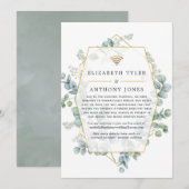 Eucalyptus Geometrische Virtuele Trouwgastenlijst Aankondiging (Voorkant / Achterkant)