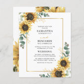 Eucalyptus geometrische zonnebloem bruiloft uitnod (Voorkant / Achterkant)
