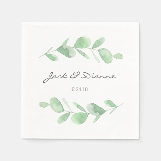 Eucalyptus gepersonaliseerde bruiloft servet (Voorkant)