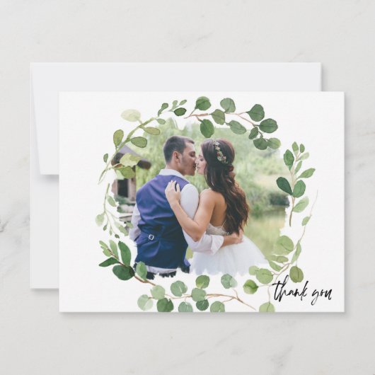 Eucalyptus Geschilderde Foto Huwelijk Bedankkaart RSVP Kaartje (Voorkant)