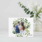 Eucalyptus Geschilderde Foto Huwelijk Bedankkaart RSVP Kaartje (Staand voorkant)