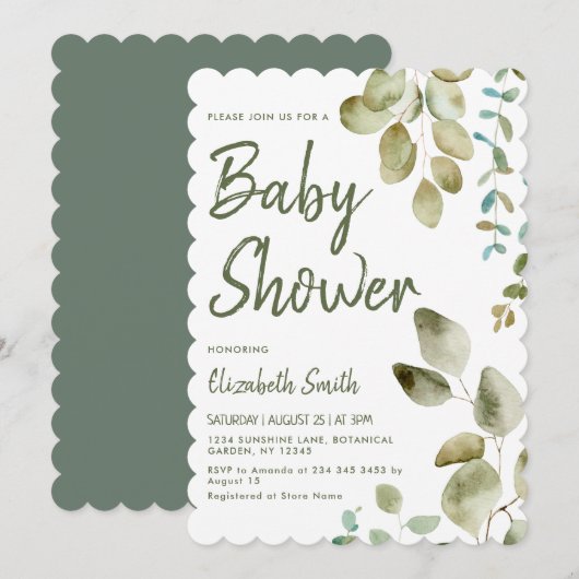 Eucalyptus Geslacht Neutraal Baby shower Kaart (Voorkant / Achterkant)