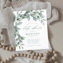 Eucalyptus geslacht neutrale babyshower uitnodigin