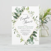 Eucalyptus geslachtsneutrale koppels baby shower kaart (Staand voorkant)