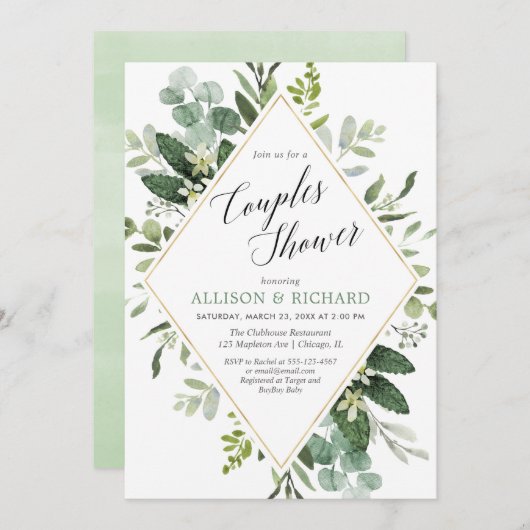 Eucalyptus geslachtsneutrale koppels baby shower kaart (Voorkant / Achterkant)