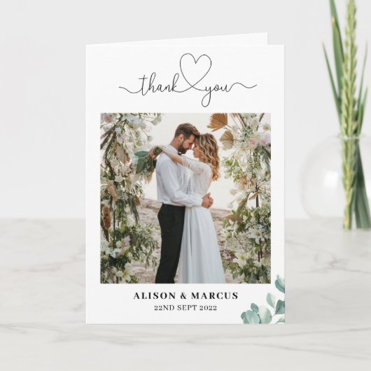 Eucalyptus gevouwen bruiloft bedankt je kaart (Voorkant)