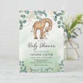 Eucalyptus Giraffe Baby shower Kaart (Staand voorkant)