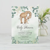 Eucalyptus Giraffe Baby Shower Uitnodiging (Staand voorkant)