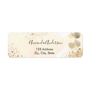 Eucalyptus glitter golden return address etiket
