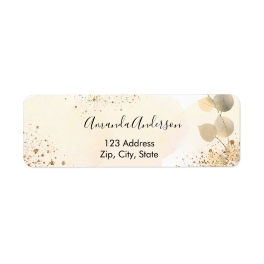 Eucalyptus glitter golden return address etiket (Voorkant)