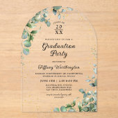 Eucalyptus Glitter Graduation Party Acryl Uitnodigingen (Voorkant)