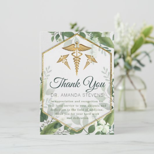Eucalyptus Glitter Greenery Doctor Hartelijk dank Bedankkaart (Staand voorkant)