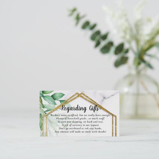 Eucalyptus Glitter Honeymoon Fund in plaats van Gi Informatiekaartje (Staand voorkant)