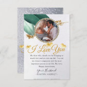 Eucalyptus Glitter Photo Wife Jubileum Kaart (Voorkant / Achterkant)