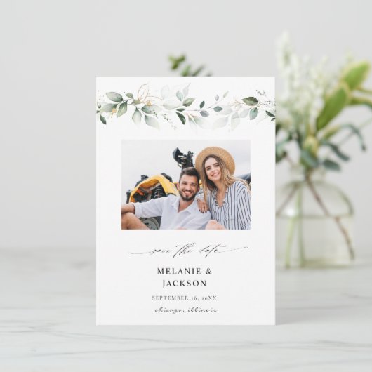 Eucalyptus Gloed Foto Opslaan Datum 2 Save The Date (Staand voorkant)