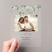 Eucalyptus Gloed Foto Opslaan Datum Acryl Uitnodigingen (Insitu (Draagbaar))