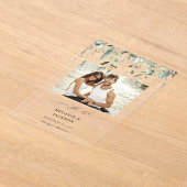 Eucalyptus Gloed Foto Opslaan Datum Acryl Uitnodigingen (Laagn)