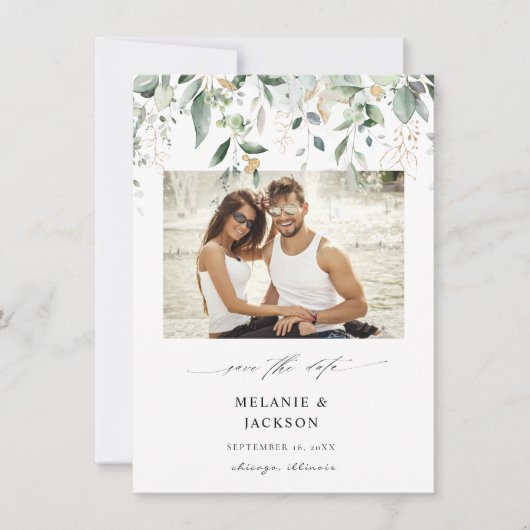 Eucalyptus Gloed Foto Opslaan Datum Save The Date (Voorkant)