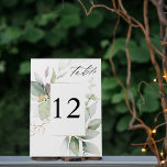 Eucalyptus Gloed & Gold Table Number Kaart<br><div class="desc">Druk uw bruiloft of feesttafels op met uw Eucalyptus Glow & Gold Table Number Card.</div>