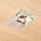 Eucalyptus Glow Foto opslaan Datum 3 Acryl Uitnodigingen (Laagn)