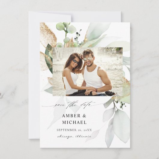 Eucalyptus Glow Foto opslaan Datum 3 Save The Date (Voorkant)