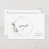 Eucalyptus Glow Gold Greenery 2 w Meal RSVP Card (Voorkant / Achterkant)
