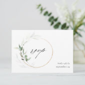 Eucalyptus Glow Gold Greenery 2 w Meal RSVP Card Kaartje (Staand voorkant)