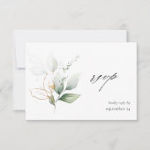 Eucalyptus Glow Gold Greenery 3 w Meal RSVP Card (Voorkant)