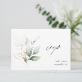 Eucalyptus Glow Gold Greenery 3 w Meal RSVP Card (Staand voorkant)