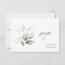 Eucalyptus Glow Gold Greenery 3 w Meal RSVP Card