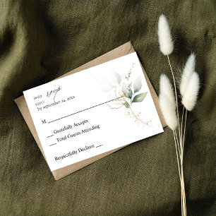 Eucalyptus Glow Gold Greenery no Meal RSVP Kaartje