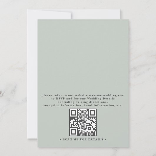 Eucalyptus Glow Gold Greenery QR Code Wedding Kaart (Achterkant)