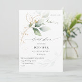 Eucalyptus Glow Gold Greenery Vrijgezellenfeest Kaart (Staand voorkant)