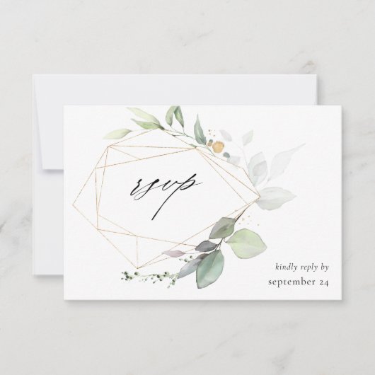 Eucalyptus Glow Gold Greenery w Meal RSVP Card (Voorkant)