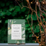 Eucalyptus Glow Gold Greenery Weddenschap Olive Gr Kaart<br><div class="desc">Eucalyptus bladeren en goud zijn met de hand geschilderd en gekoppeld met een groene achtergrond en kalligrafie in deze moderne bruiloft uitnodiging. Het is geweldig voor rustieke bruiloften, zomerbruiloften en herfstbruiloften. En professioneel gedrukt, voor een hoogwaardige, luxe uitstraling. Luxe zonder de hoge aangepaste prijs. Creëer uw bruiloft uitnodigen met onze...</div>