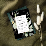 Eucalyptus Glow Gold Greenery Wedding Black Kaart<br><div class="desc">Stuur je gasten een mooie trouwuitnodiging met je mooie Eucalyptus Glow Gold Wedding Invitation in Black.</div>
