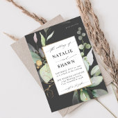 Eucalyptus Glow Gold Greenery Wedding Grey Kaart